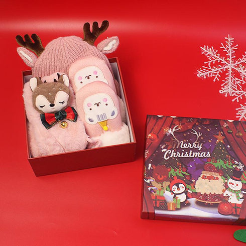 Children's Set of Christmas Scarf, Gloves and Beanie