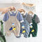 Casual Suspenders Two-piece Set Boy's Lapel Stripe Long Sleeve Suit