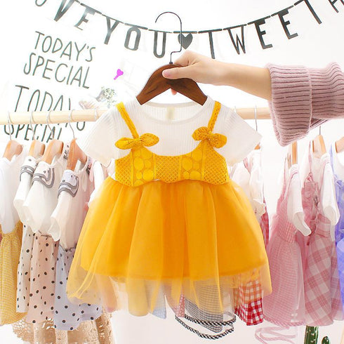 Summer New Girl Short Sleeve Dress Baby Girl Mesh Princess Dress Sweet And Lovely