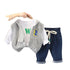 Spring and autumn boys casual hooded waistcoat long sleeve three-piece set
