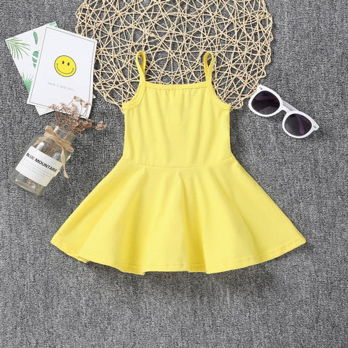 Children's Cotton Suspender Solid Color Dress