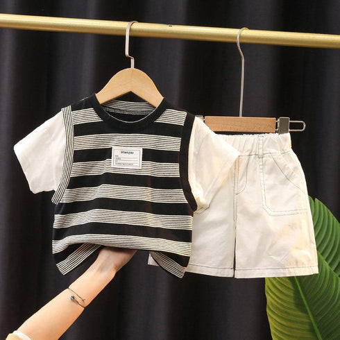 Boys Summer Short Sleeve Shorts Two-Piece Set