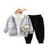 Children's long sleeve plus velvet three-piece set for autumn and winter