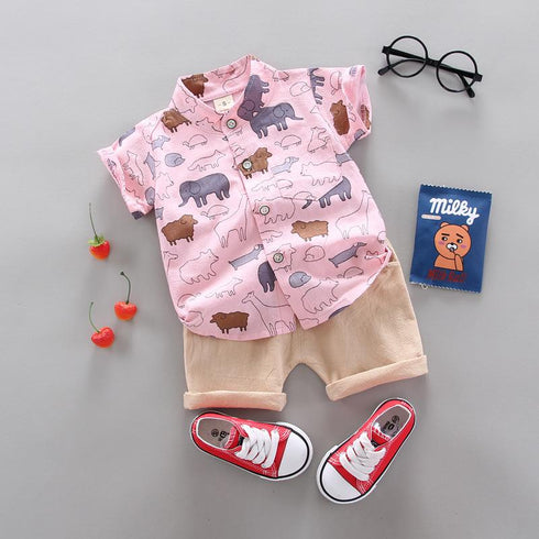 Cartoon elephant baby boy summer short sleeve suit boy baby cross-border supply stable a generation of hair