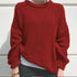 Fall Winter Loose Solid Color Crewneck Knit Pullover
