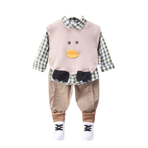 Spring and Autumn Boys' Vest Three-Piece Set