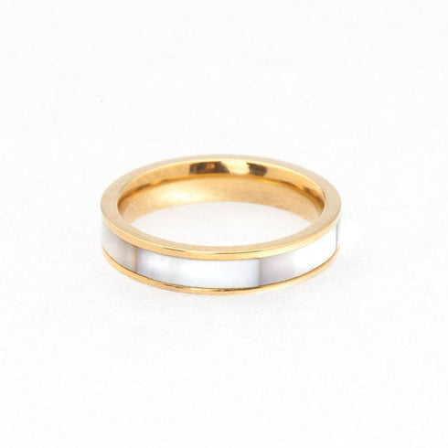 Titanium steel does not fade light luxury pearl white fritillary ring