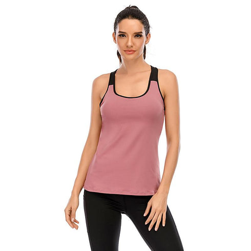 Two-in-one long Yoga Vest Hollow Back Vest Soft Slim Yoga Suit