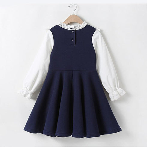 Spring and Autumn Girls Long Sleeve Dress