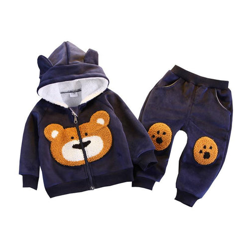Boys winter velvet suit two-piece set