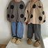 Children's polka dot plus velvet sweater autumn and winter loose big wave dot padded baby coat