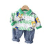 Spring and autumn boys casual long sleeve suit two-piece set