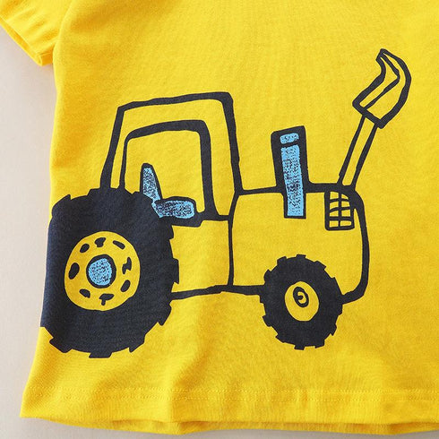 Summer boys excavator printed short sleeves
