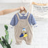 Casual Suspenders Two-piece Set Boy's Lapel Stripe Long Sleeve Suit