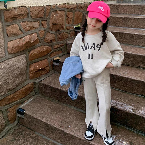 Girls' Spring Letter Print Casual Comfort Suit