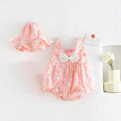 Small Fresh Bowknot Flowers Sleeveless Bag Fart Clothes Send Hat