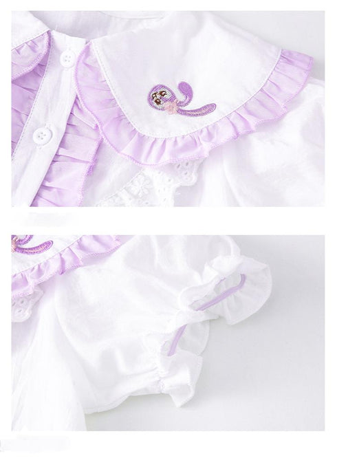 Girls New Short Sleeve Skirt Suit Girls Pleated Skirt Academy Style Princess Suit