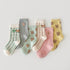 Embroidered letters baby bear socks color matching socks (three pairs)
