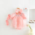Bubble Sleeve Mesh Dress Bodysuit Hairband