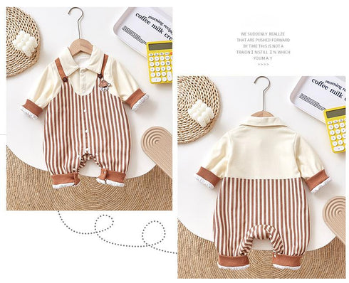 Autumn Dress Male Baby Jumpsuit Fake Two-piece Climbing Suit Ha Clothes Outside Suit