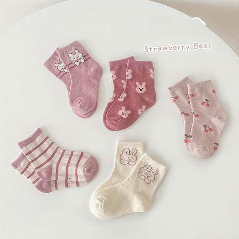 Cherry bunnies socks wave color matching cartoon socks