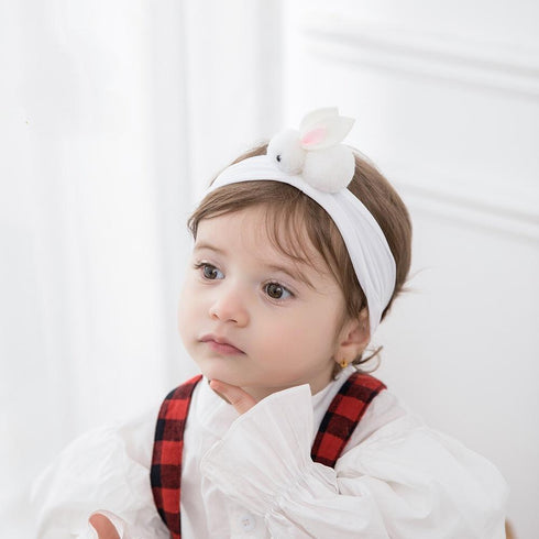 Cute plush bunny hair accessories baby soft elastic headband newborn headband