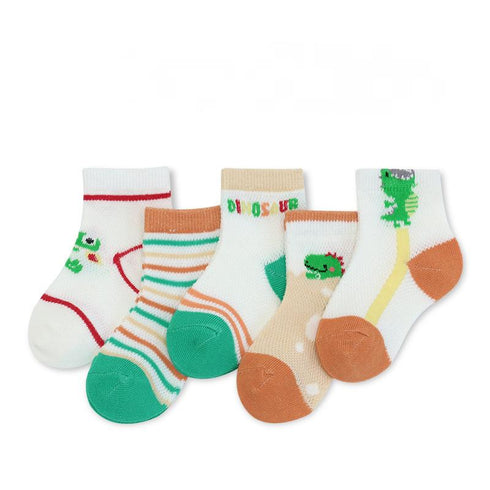 Five Pairs Of Children's Breathable Cartoon Mesh Socks