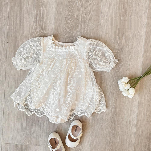 Baby Sister Princess Lace Two-layer Jumpsuit Or Dress