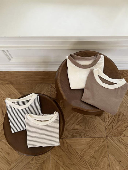 Cotton T-shirt Contrast Collar Bonded T-shirt Comfortable Top