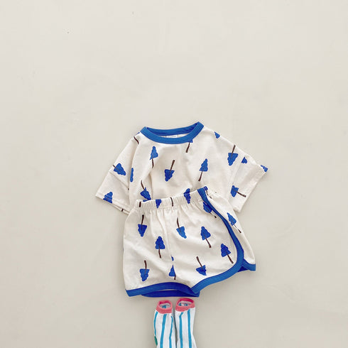 Small Tree Print Binding Suit Children's Cotton Suit