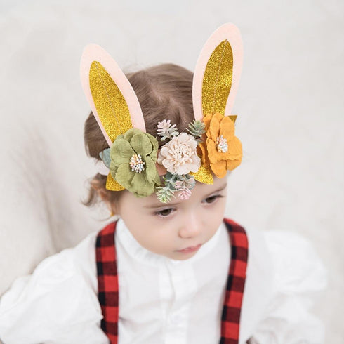 Cute Cloth Simulation Splicing Rabbit Ear Baby Headband
