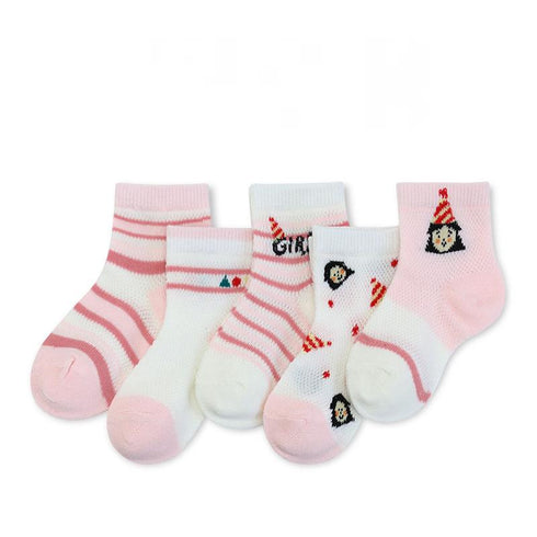 Five Pairs Of Children's Breathable Cartoon Mesh Socks