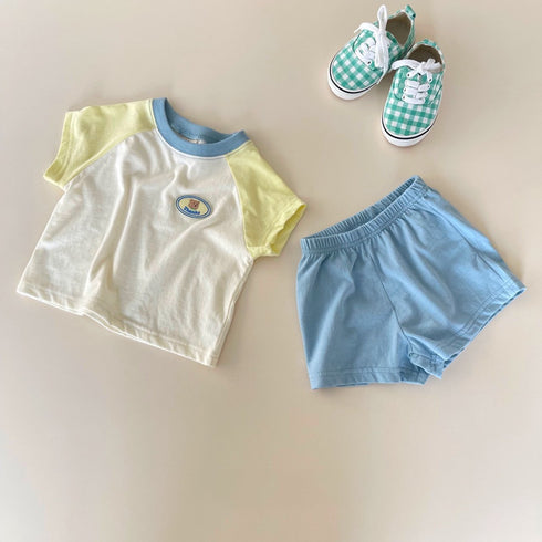 Children's Short Sleeve Set Contrast Two Piece Set
