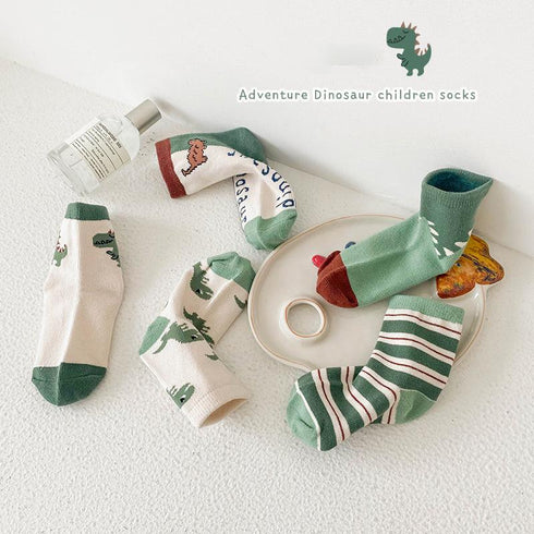 Dinosaur baby socks striped letter color matching socks