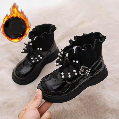 Casual Girl's Wear-Resistant High-Top Princess Shoes