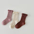 Solid color double stitch lace children's socks agaric curling girl socks
