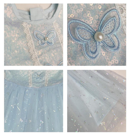 New Girl Pengpeng Princess Yarn Dress Girl Butterfly Shining Mesh Dress