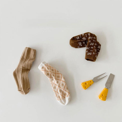 Geometric diamond baby socks flower color matching socks