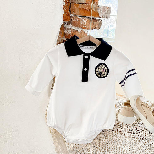 Navy Collar Embroidered Long Sleeve Harper Clothes