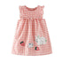 Summer New Girls Short Sleeve Plaid Dress Cartoon Decorative Children's Skirt