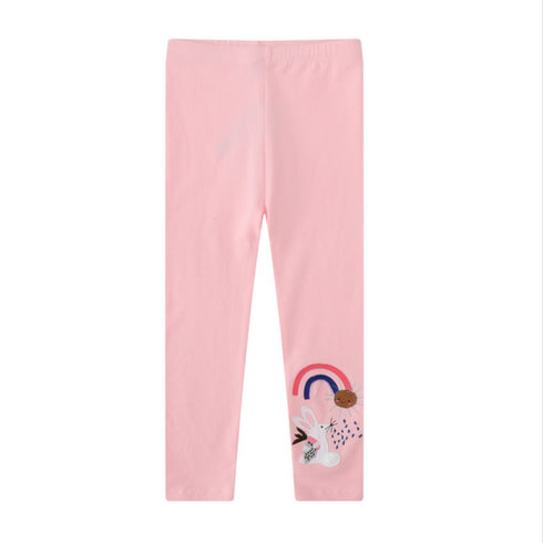 Girl's Pants Cartoon Embroidered Leggings