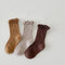 Solid color double stitch lace children's socks agaric curling girl socks