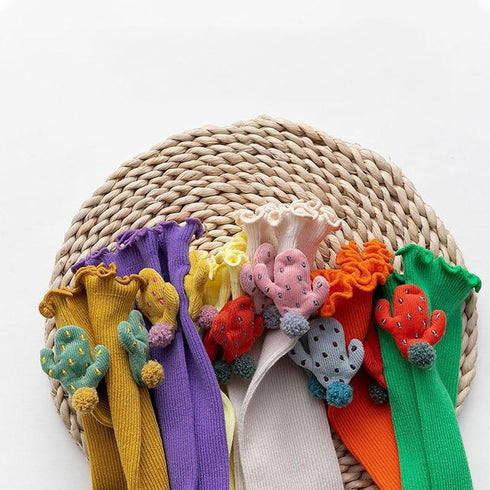 Stereo cactus children pile socks agaric curled leg socks