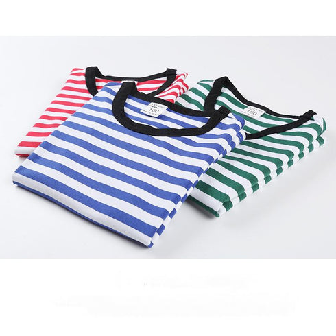 Summer Boys' And Girls' Stripe Short Sleeve T-shirt
