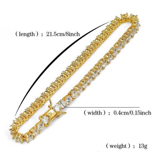 4mm Zircon Men's Hip Hop Bracelet
