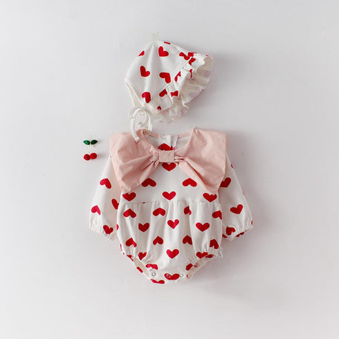 Love butterfly collar long sleeve ha coat baby cotton jumpsuit climbing clothes hat