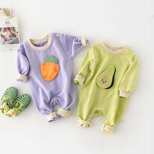 Vegetable and fruit three-dimensional embroidery Pullover BODYSUIT