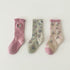 Infant spring and autumn floral baby socks embroidery color matching socks