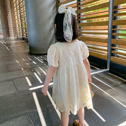 Girls Dress Summer Dress New Girls Cotton Dress Embroidered Hollow Princess Dress