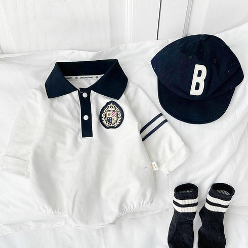 Navy Collar Embroidered Long Sleeve Harper Clothes